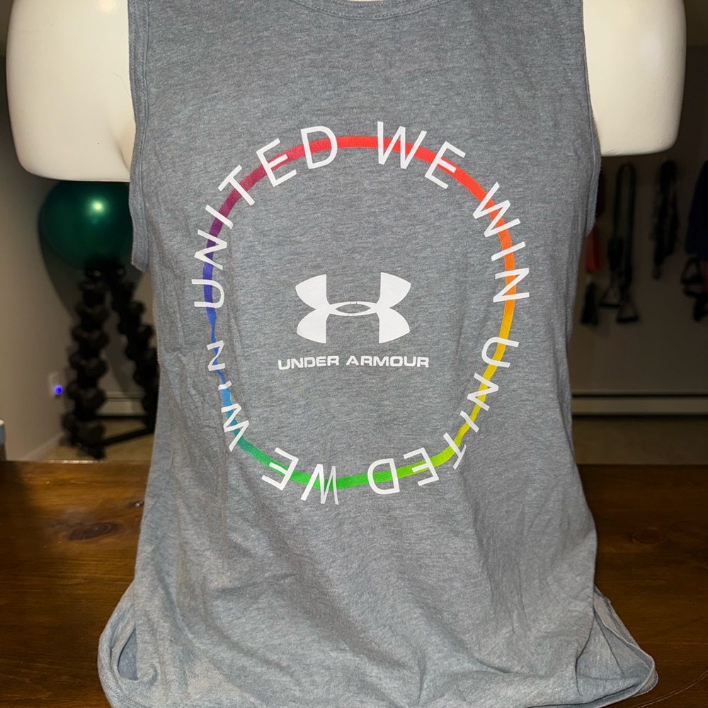 Under Armour Gray Heather HeatGear Pride Tank Men’s Medium